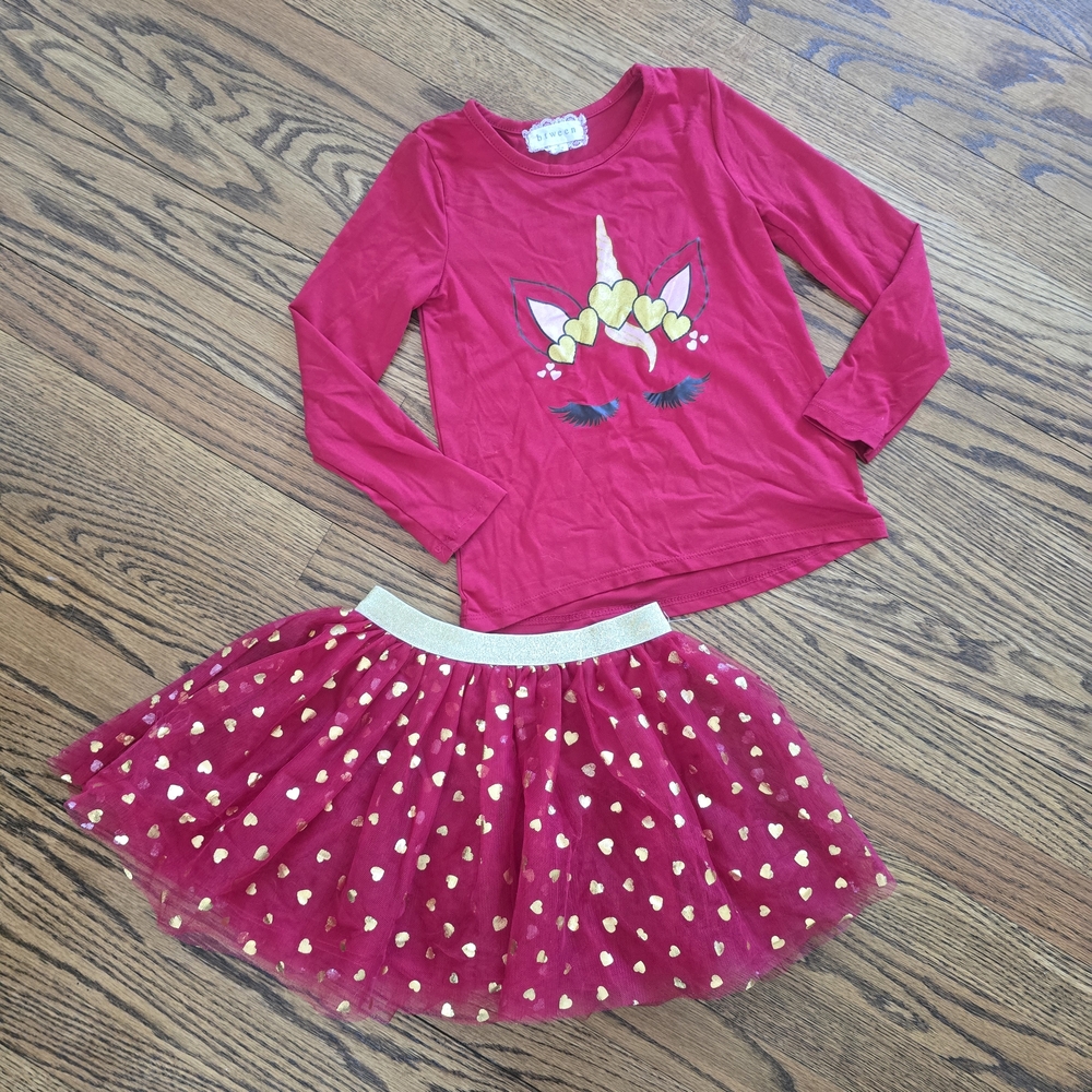 btween Red and Gold Unicorn Kids Matching Set